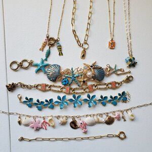faux gold beach chic seashell jewelry bundle